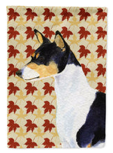 Load image into Gallery viewer, Basenji Fall Leaves Portrait Flag Canvas House Size