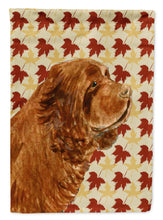 Load image into Gallery viewer, Sussex Spaniel Fall Leaves Portrait Flag Canvas House Size