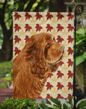 Load image into Gallery viewer, Sussex Spaniel Fall Leaves Portrait Garden Flag – Decorative Outdoor Yard Flag