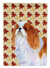 Load image into Gallery viewer, English Toy Spaniel Fall Leaves Portrait Garden Flag – Decorative Outdoor Yard Flag