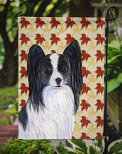 Load image into Gallery viewer, Papillon Fall Leaves Portrait Garden Flag – Decorative Outdoor Yard Flag
