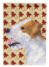 Load image into Gallery viewer, Jack Russell Terrier Fall Leaves Portrait Flag Canvas House Size