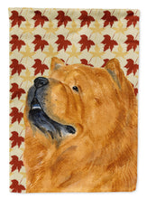 Load image into Gallery viewer, Chow Chow Fall Leaves Portrait Garden Flag – Decorative Outdoor Yard Flag