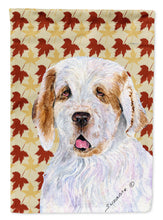 Load image into Gallery viewer, Clumber Spaniel Fall Leaves Portrait Garden Flag – Decorative Outdoor Yard Flag