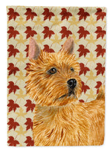 Load image into Gallery viewer, Norwich Terrier Fall Leaves Portrait Flag Canvas House Size