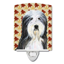 Load image into Gallery viewer, Bearded Collie Fall Leaves Portrait Ceramic Night Light SS4359CNL