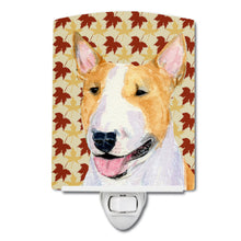 Load image into Gallery viewer, Bull Terrier Fall Leaves Portrait Ceramic Night Light SS4360CNL