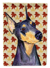 Load image into Gallery viewer, Doberman Fall Leaves Portrait Flag Canvas House Size
