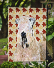Load image into Gallery viewer, Wheaten Terrier Soft Coated Fall Leaves Portrait Garden Flag – Decorative Outdoor Yard Flag