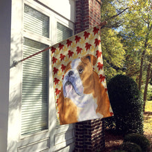 Load image into Gallery viewer, Bulldog English Fall Leaves Portrait Flag Canvas House Size