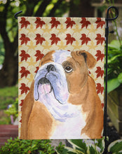 Load image into Gallery viewer, Bulldog English Fall Leaves Portrait Garden Flag – Decorative Outdoor Yard Flag