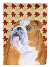 Load image into Gallery viewer, Bulldog English Fall Leaves Portrait Garden Flag – Decorative Outdoor Yard Flag