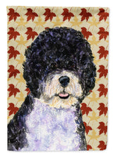 Load image into Gallery viewer, Portuguese Water Dog Fall Leaves Portrait Garden Flag – Decorative Outdoor Yard Flag