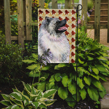 Load image into Gallery viewer, Keeshond Fall Leaves Portrait Garden Flag – Decorative Outdoor Yard Flag