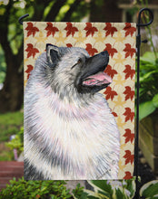 Load image into Gallery viewer, Keeshond Fall Leaves Portrait Garden Flag – Decorative Outdoor Yard Flag