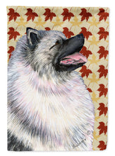 Load image into Gallery viewer, Keeshond Fall Leaves Portrait Garden Flag – Decorative Outdoor Yard Flag