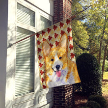 Load image into Gallery viewer, Corgi Fall Leaves Portrait Flag Canvas House Size
