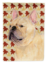Load image into Gallery viewer, French Bulldog Fall Leaves Portrait Flag Canvas House Size