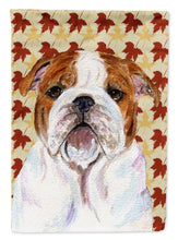 Load image into Gallery viewer, Bulldog English Fall Leaves Portrait Flag Canvas House Size