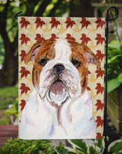 Load image into Gallery viewer, Bulldog English Fall Leaves Portrait Garden Flag – Decorative Outdoor Yard Flag