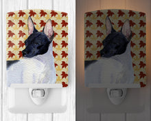 Load image into Gallery viewer, Rat Terrier Fall Leaves Portrait Ceramic Night Light SS4376CNL