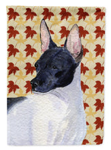 Load image into Gallery viewer, Rat Terrier Fall Leaves Portrait Garden Flag – Decorative Outdoor Yard Flag