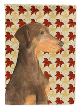 Load image into Gallery viewer, Doberman Fall Leaves Portrait Flag Canvas House Size