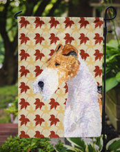 Load image into Gallery viewer, Fox Terrier Fall Leaves Portrait Garden Flag – Decorative Outdoor Yard Flag
