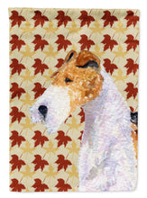Load image into Gallery viewer, Fox Terrier Fall Leaves Portrait Garden Flag – Decorative Outdoor Yard Flag