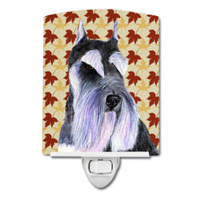 Load image into Gallery viewer, Schnauzer Fall Leaves Portrait Ceramic Night Light SS4379CNL