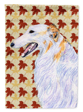 Load image into Gallery viewer, Borzoi Fall Leaves Portrait Garden Flag – Decorative Outdoor Yard Flag