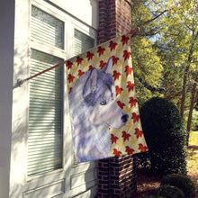 Load image into Gallery viewer, Siberian Husky Fall Leaves Portrait Flag Canvas House Size