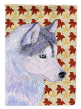 Load image into Gallery viewer, Siberian Husky Fall Leaves Portrait Flag Canvas House Size