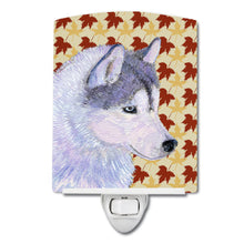 Load image into Gallery viewer, Siberian Husky Fall Leaves Portrait Ceramic Night Light SS4392CNL
