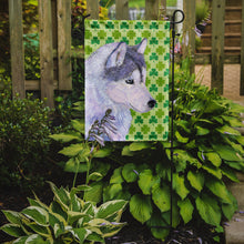 Load image into Gallery viewer, Siberian Husky St. Patrick's Day Shamrock Portrait Garden Flag – Decorative Outdoor Yard Flag