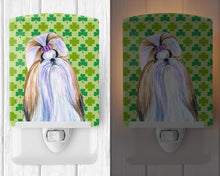 Load image into Gallery viewer, Shih Tzu St. Patrick's Day Shamrock Portrait Ceramic Night Light SS4396CNL