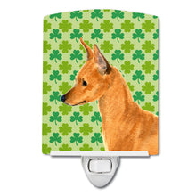 Load image into Gallery viewer, Min Pin St. Patrick's Day Shamrock Portrait Ceramic Night Light SS4397CNL