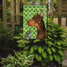 Load image into Gallery viewer, Doberman St. Patrick's Day Shamrock Portrait Garden Flag – Decorative Outdoor Yard Flag