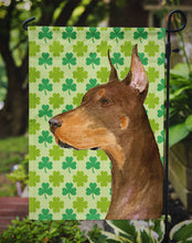 Load image into Gallery viewer, Doberman St. Patrick's Day Shamrock Portrait Garden Flag – Decorative Outdoor Yard Flag