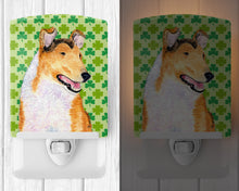 Load image into Gallery viewer, Collie Smooth St. Patrick's Day Shamrock Portrait Ceramic Night Light SS4401CNL