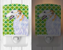 Load image into Gallery viewer, Borzoi St. Patrick's Day Shamrock Portrait Ceramic Night Light SS4406CNL