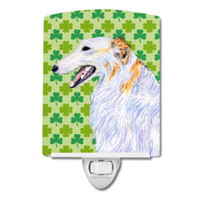 Load image into Gallery viewer, Borzoi St. Patrick's Day Shamrock Portrait Ceramic Night Light SS4406CNL
