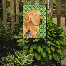 Load image into Gallery viewer, Golden Retriever St. Patrick's Day Shamrock Portrait Garden Flag – Decorative Outdoor Yard Flag