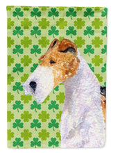 Load image into Gallery viewer, Fox Terrier St. Patrick's Day Shamrock Portrait Garden Flag – Decorative Outdoor Yard Flag