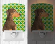 Load image into Gallery viewer, Doberman St. Patrick's Day Shamrock Portrait Ceramic Night Light SS4410CNL
