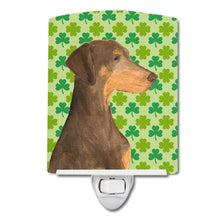 Load image into Gallery viewer, Doberman St. Patrick's Day Shamrock Portrait Ceramic Night Light SS4410CNL