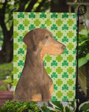 Load image into Gallery viewer, Doberman St. Patrick's Day Shamrock Portrait Garden Flag – Decorative Outdoor Yard Flag