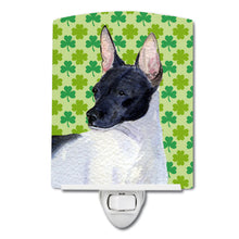 Load image into Gallery viewer, Rat Terrier St. Patrick's Day Shamrock Portrait Ceramic Night Light SS4411CNL