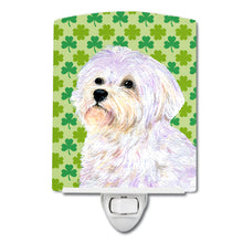 Load image into Gallery viewer, Maltese St. Patrick's Day Shamrock Portrait Ceramic Night Light SS4412CNL