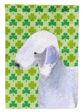 Load image into Gallery viewer, Bedlington Terrier St. Patrick's Day Shamrock Portrait Flag Canvas House Size